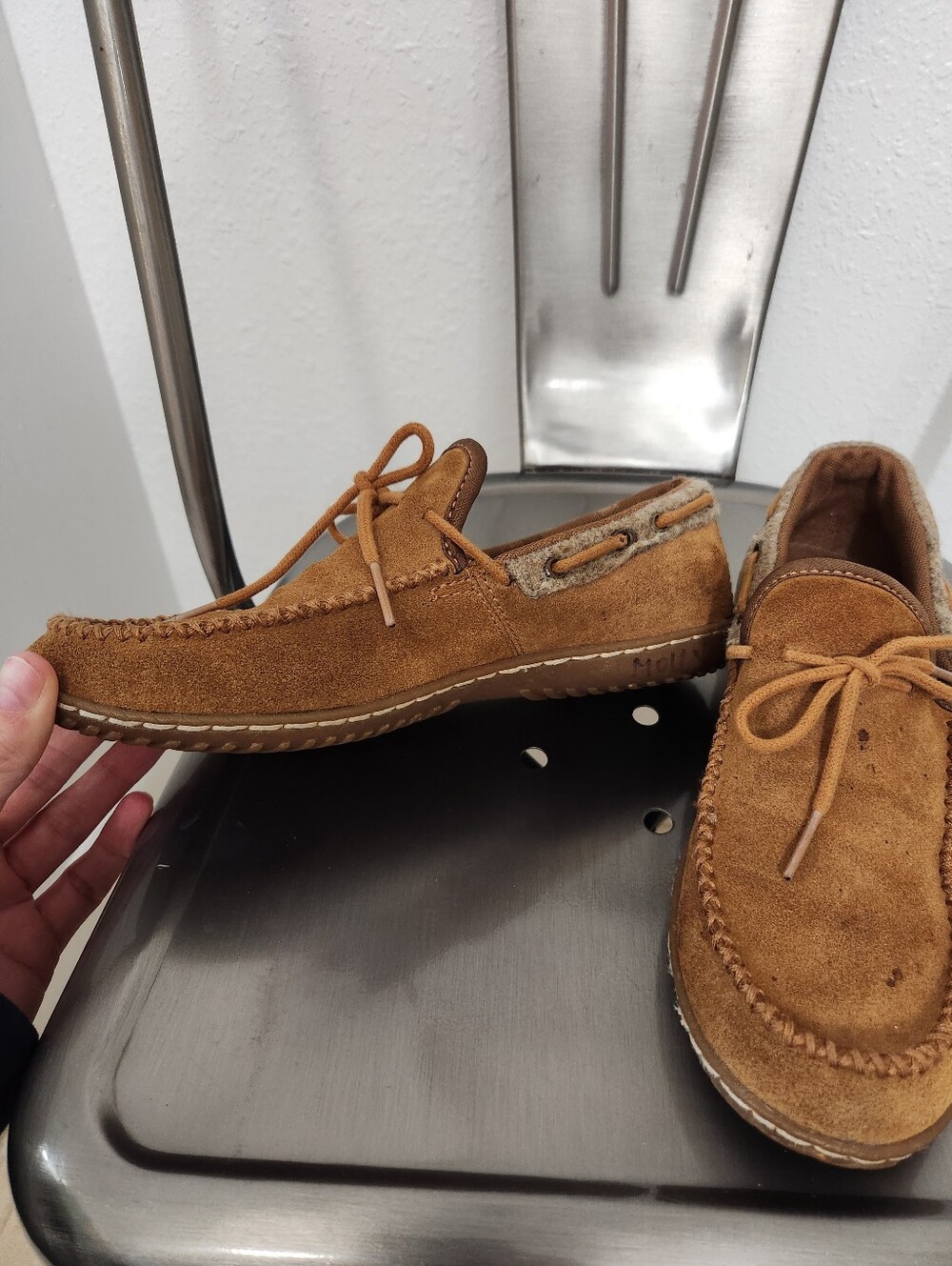 Women's 6.5 Patagonia Slip Ons Slippers Suede Moccasin Loafers - Picture 2 of 10